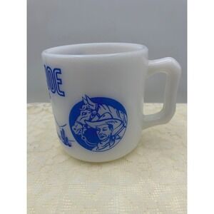 Vintage‎ 1950's Ranger Joe Ranch Mug Cowboy/Horse Milk Glass by Hazel-Atlas USA